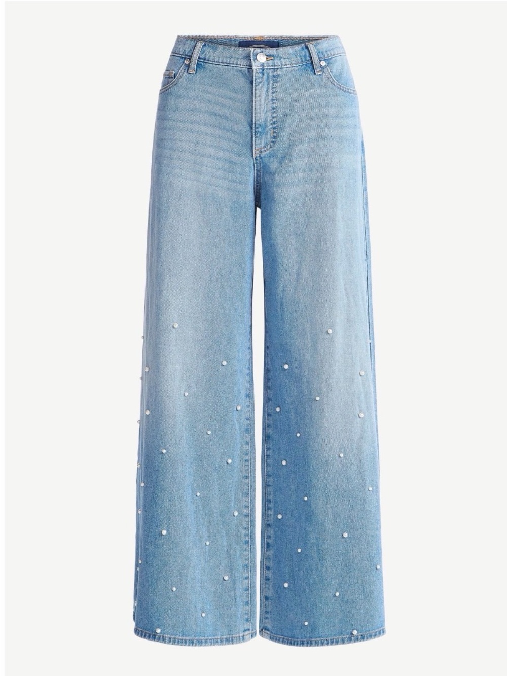Scoop Wide Leg Blue Jeans with Faux Pearl Accents NWT Size 8 - Picture 5 of 8